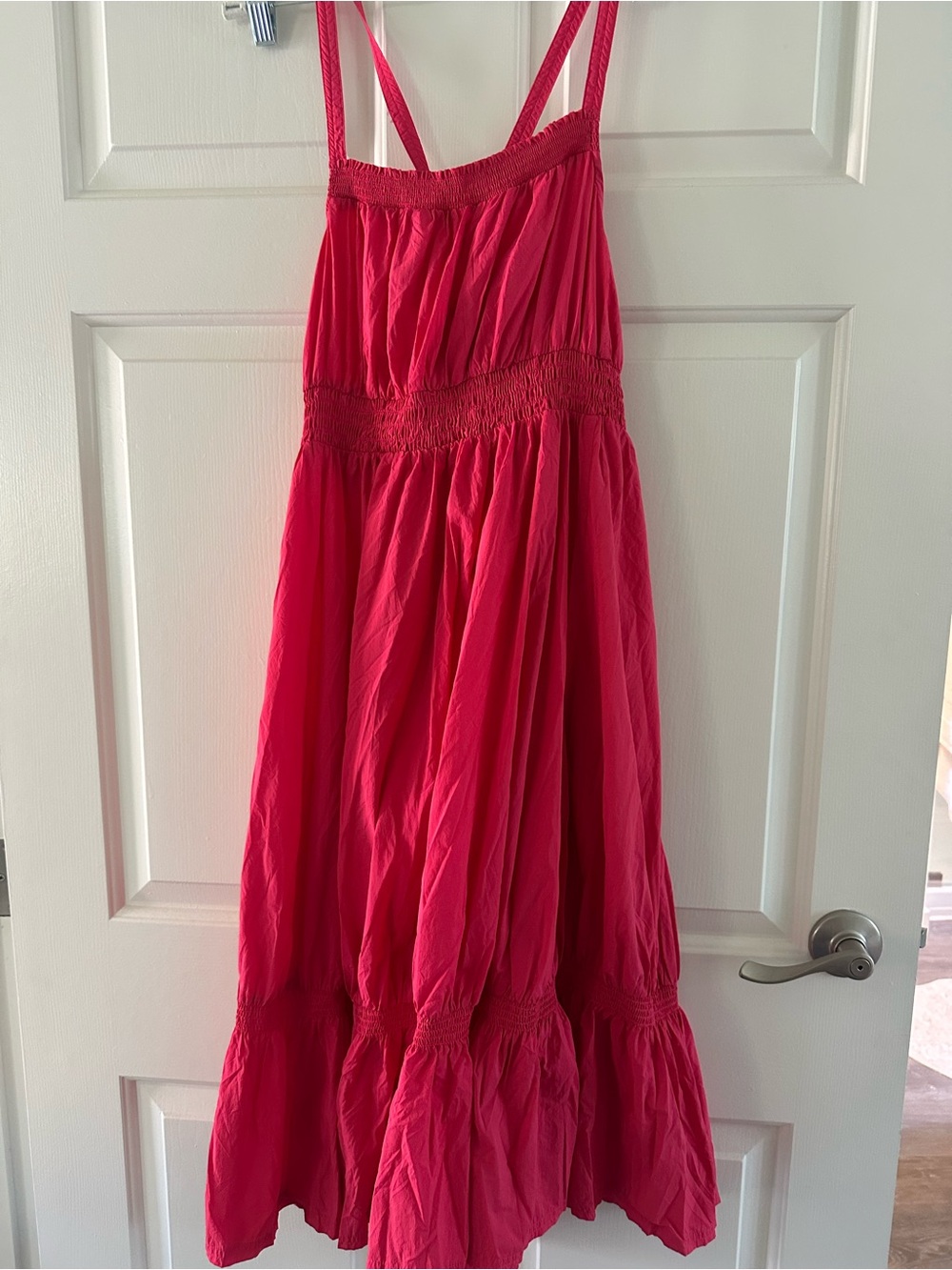 Anthropologie Bright Fuchsia Smocked Midi Dress
